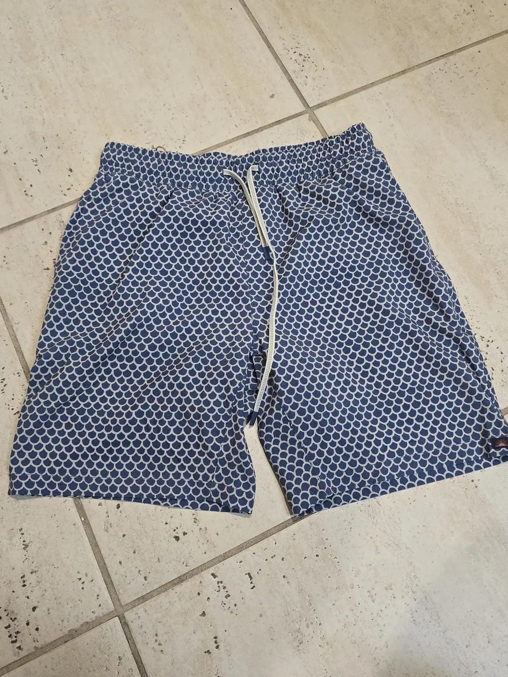 Faherty Blue Patterned Shorelite Swim Trunks